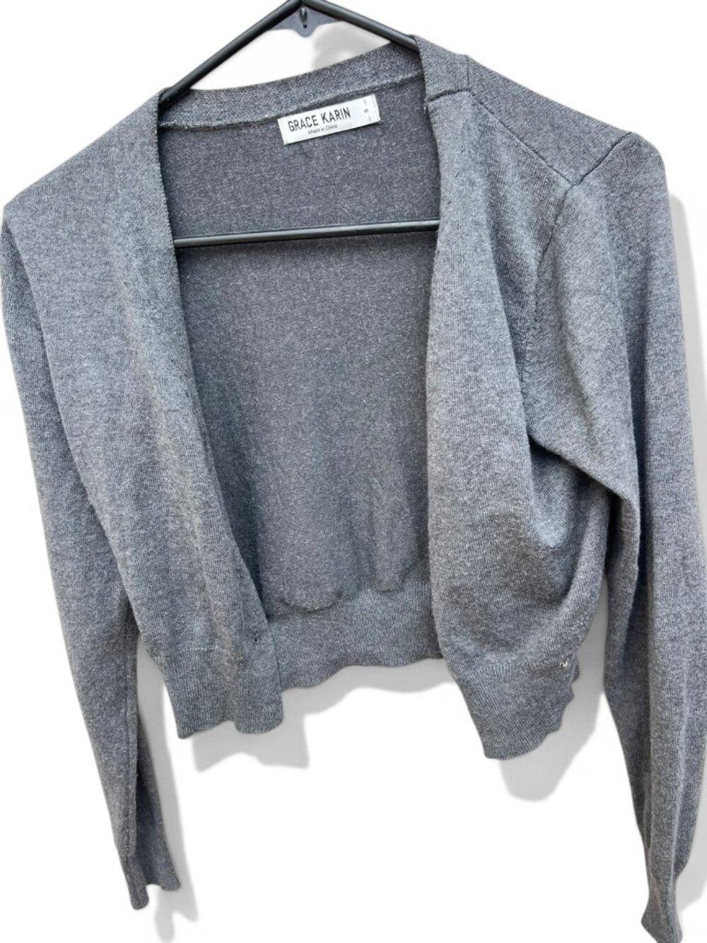 Grace Karin Women's Gray Cropped Open Front Cardigan Shrug Size s